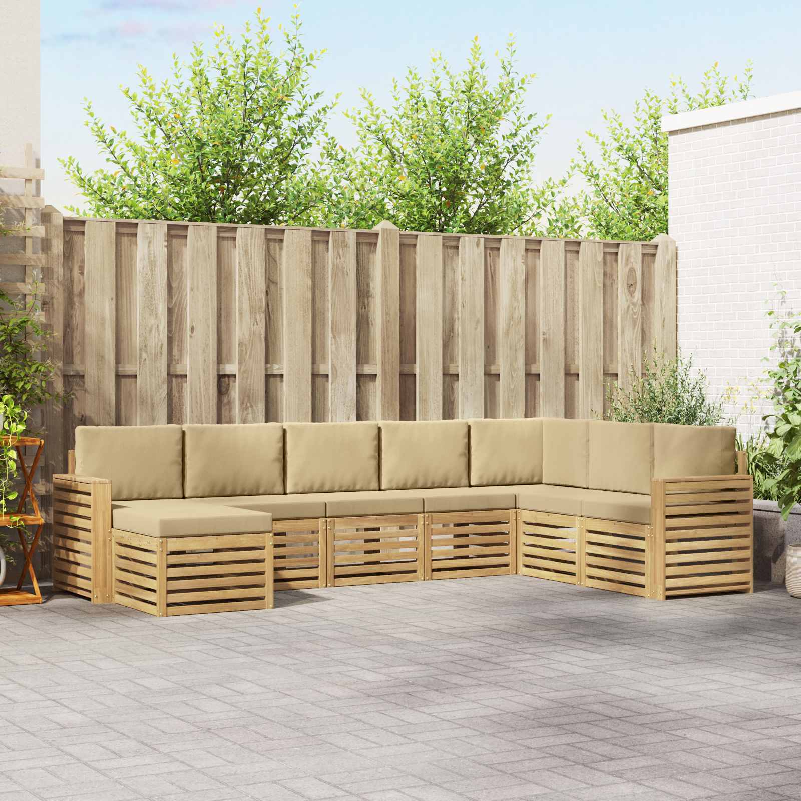Set vanjskih sofa 8 pcs Bijela i bež 310 x 191,5 x 73 cm