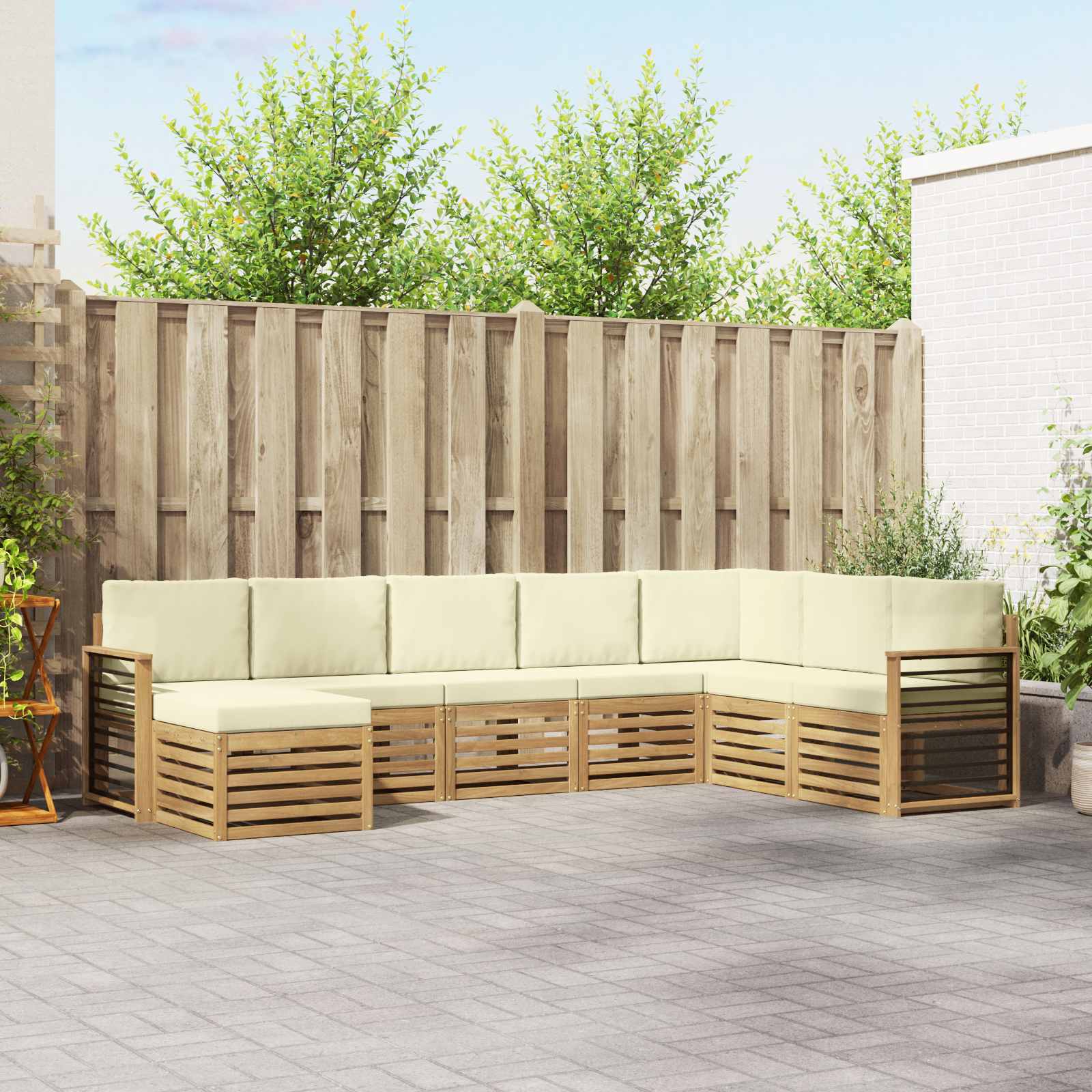 Set vanjskih sofa 8 pcs Bijela i krem 306 x 187,5 x 73 cm