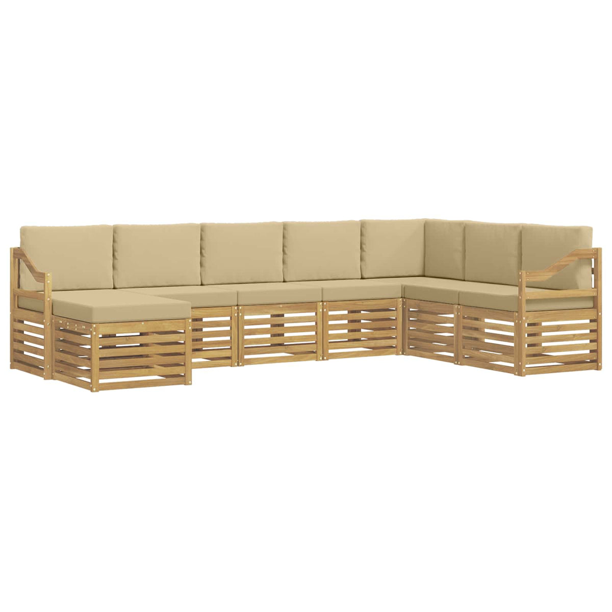 Set vanjskih sofa 8 pcs Bijela i bež 304 x 185,5 x 73 cm