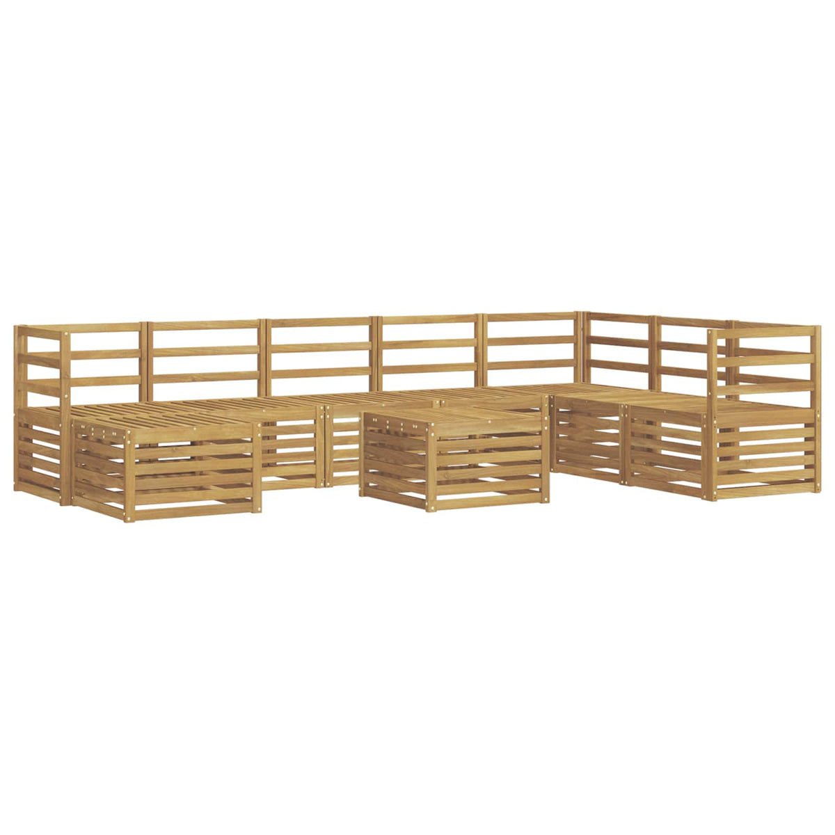 Set vanjskih sofa 9 kom. Bijela Čvrsto drvo akacije