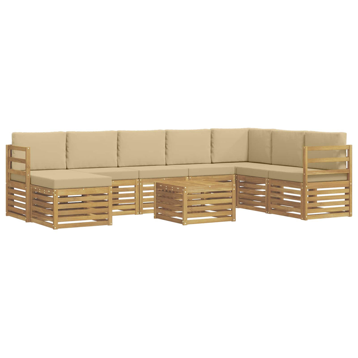 Set vanjskih sofa 9 kom. Bijela i bež Poliester