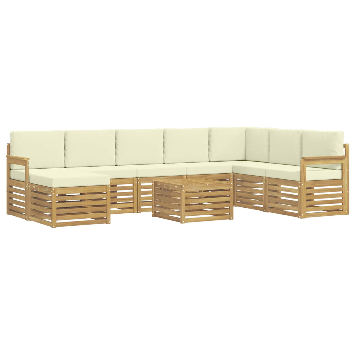 Set vanjskih sofa 9 kom. Bijela i krem Poliester