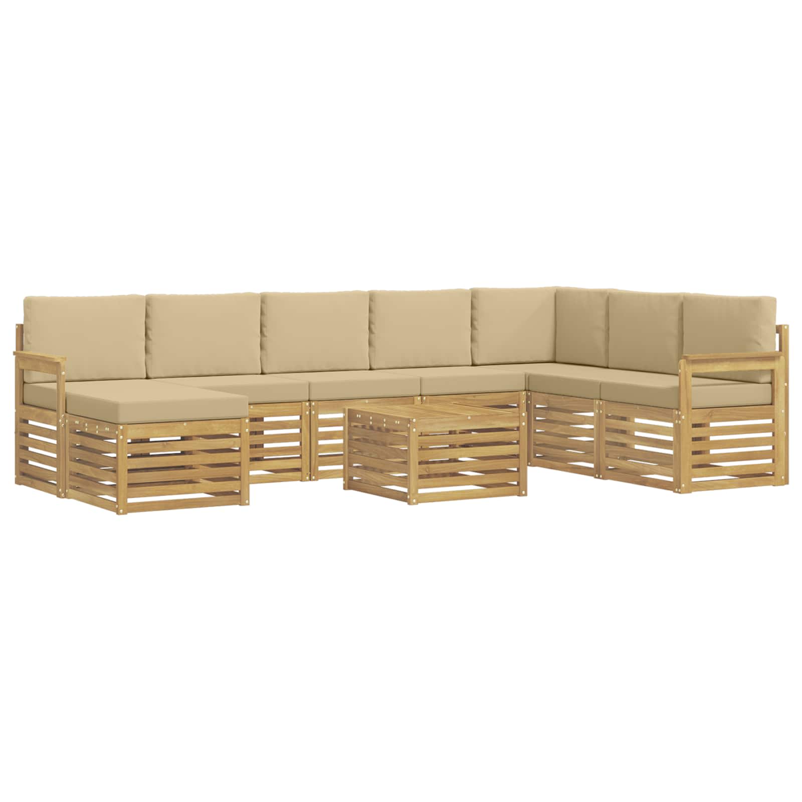 Set vanjskih sofa 7 pcs Bijela i Bež 59 x 59 x 37 cm Poliester