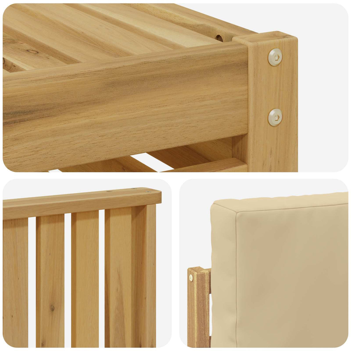 Set vanjskih sofa 7 kom. Bijela i Bež Poliester