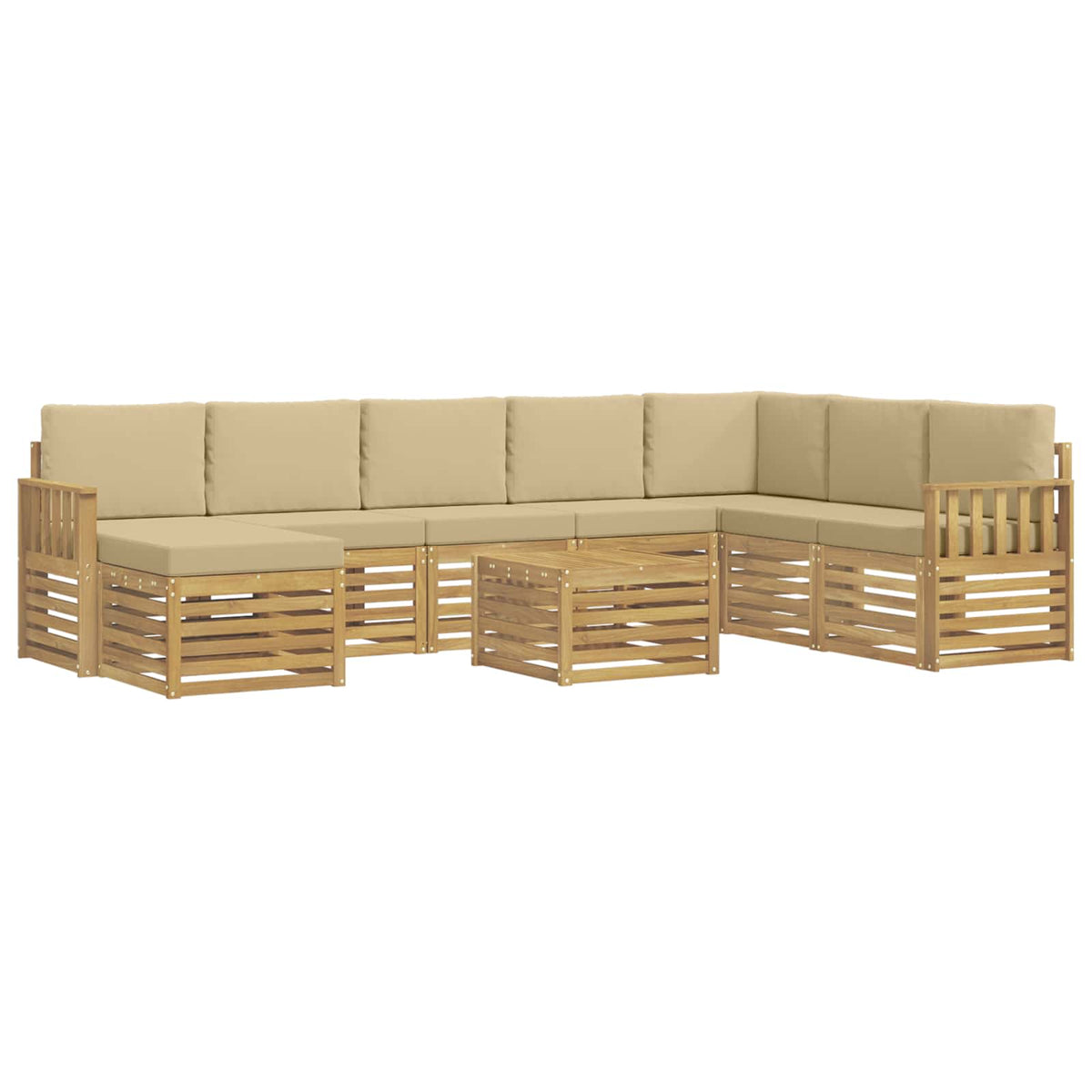 Set vanjskih sofa 7 kom. Bijela i Bež Poliester