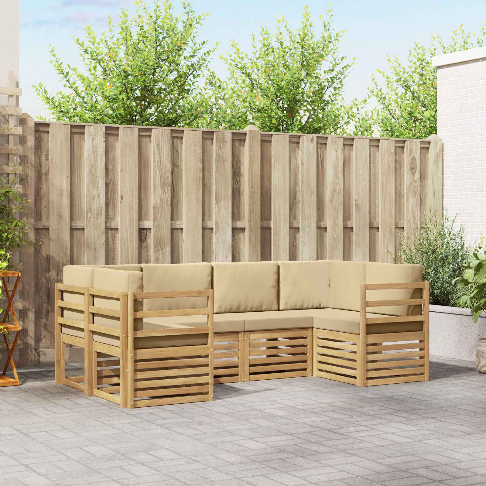 Sekcijska garnitura 6 pcs Bijela i bež 245 x 126,5 x 73 cm