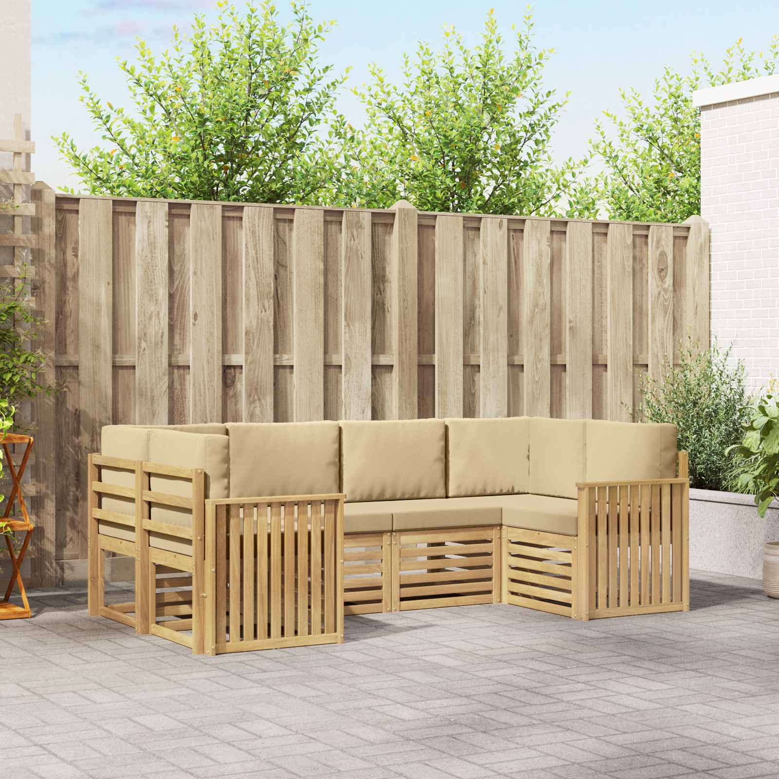 Set vanjskih sofa 6 pcs Bijela i bež 245 x 128,5 x 73 cm