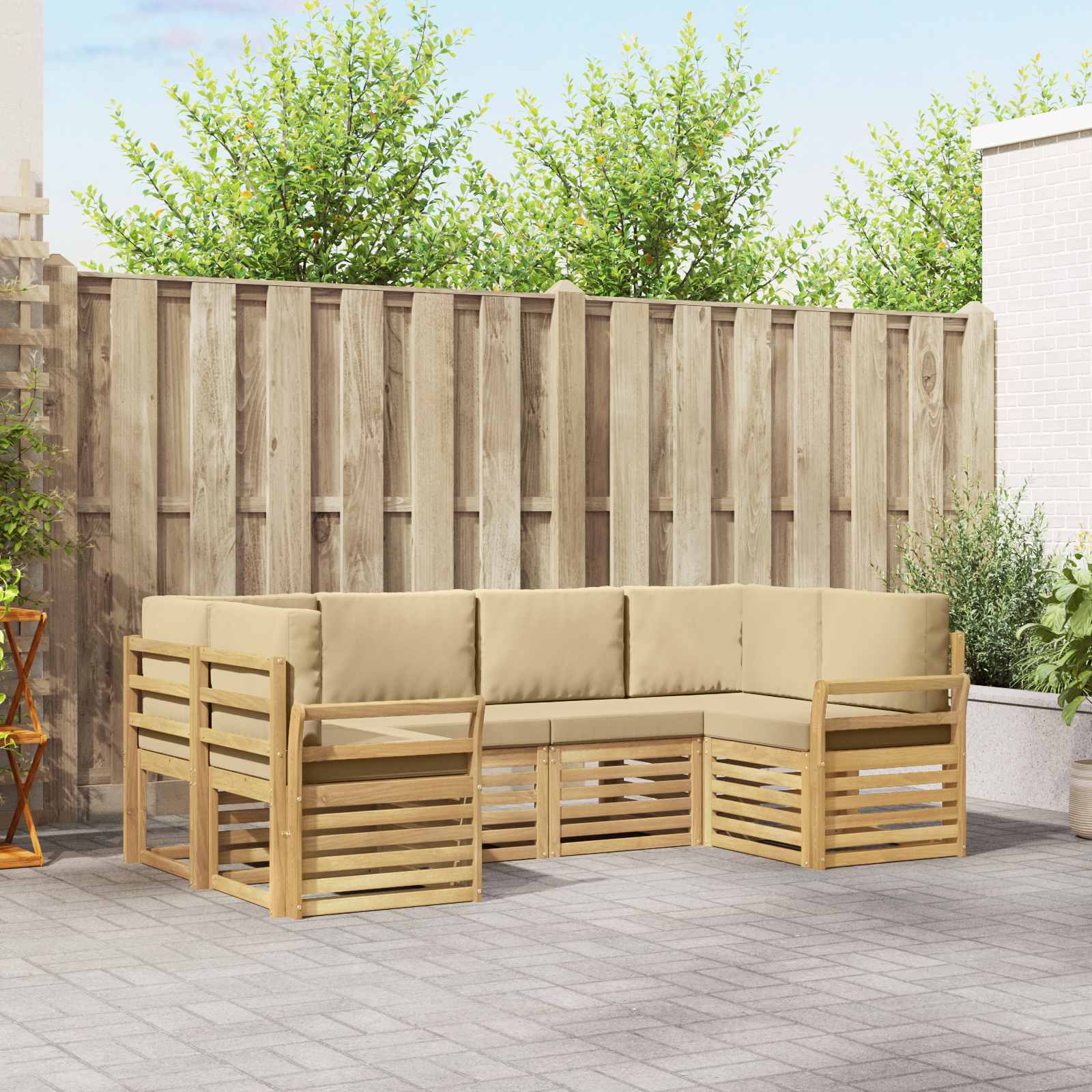Set vanjskih sofa 6 pcs Bijela i bež 245 x 130,5 x 73 cm