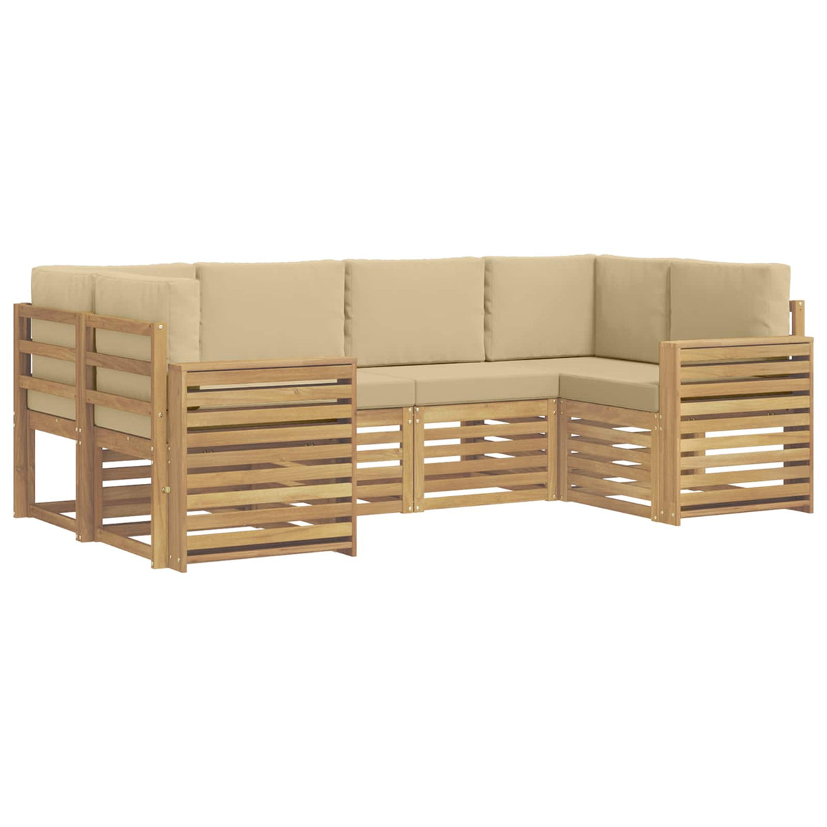 Set vanjskih sofa 6 pcs Bijela i bež 245 x 132,5 x 73 cm