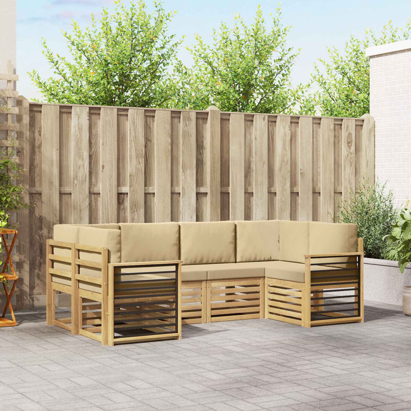 Sekcijska garnitura 6 pcs Bijela i bež 245 x 128,5 x 73 cm