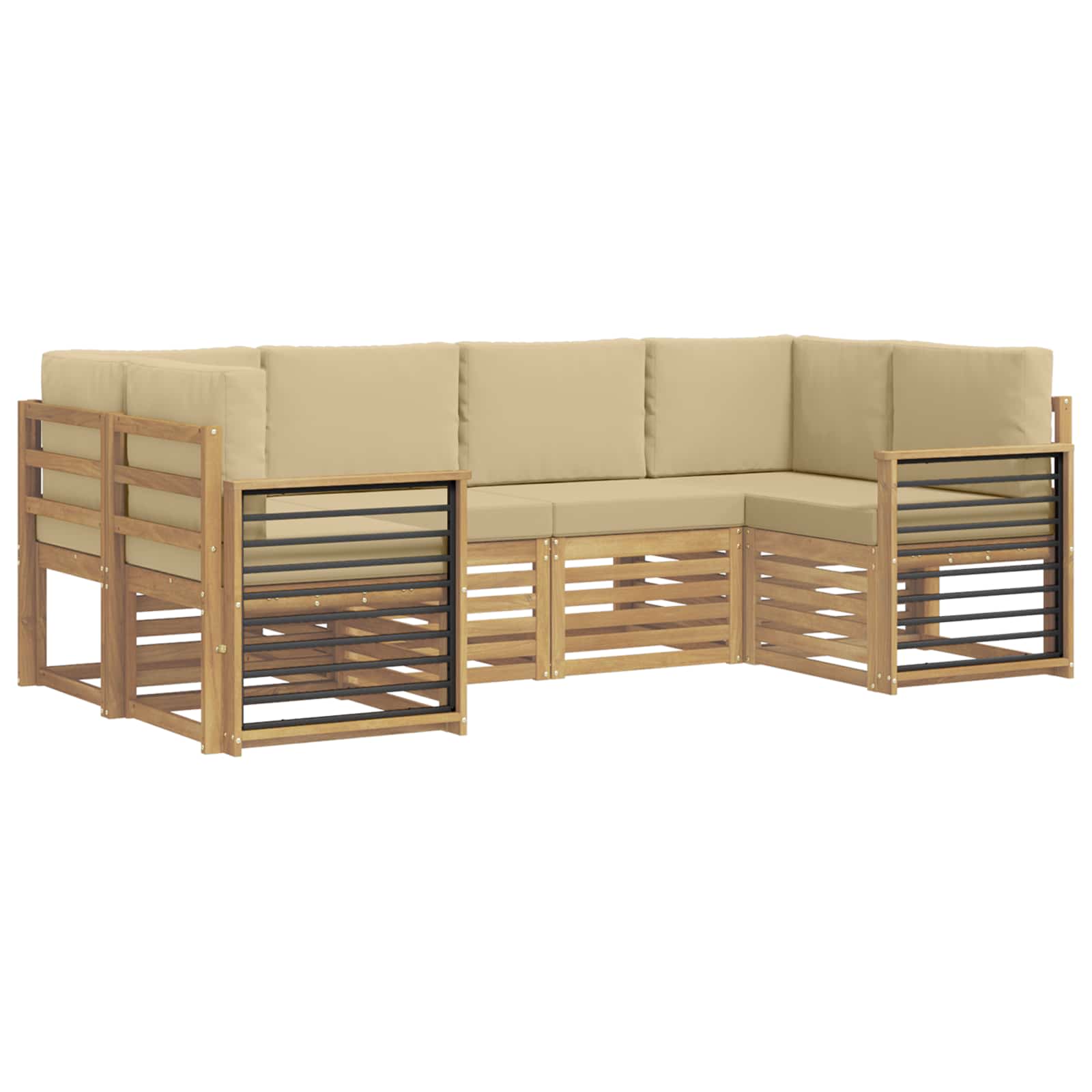 Sekcijska garnitura 6 pcs Bijela i bež 245 x 128,5 x 73 cm