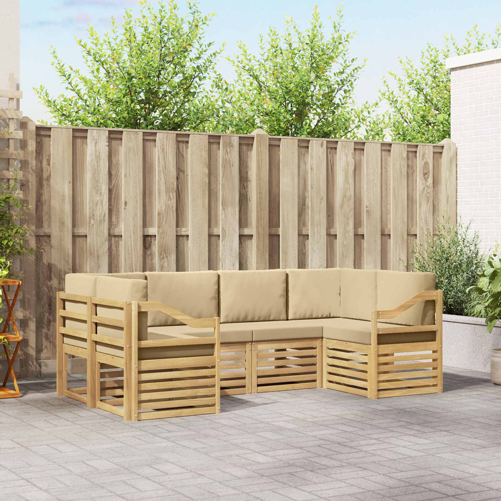 Sekcijska garnitura 6 pcs Bijela i bež 245 x 126,5 x 73 cm