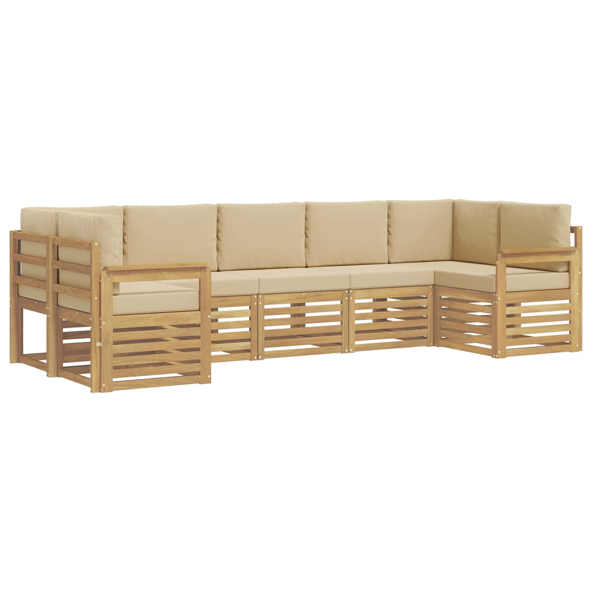 Set vanjskih sofa 6 pcs Bijela i Bež 304 x 128,5 x 73 cm