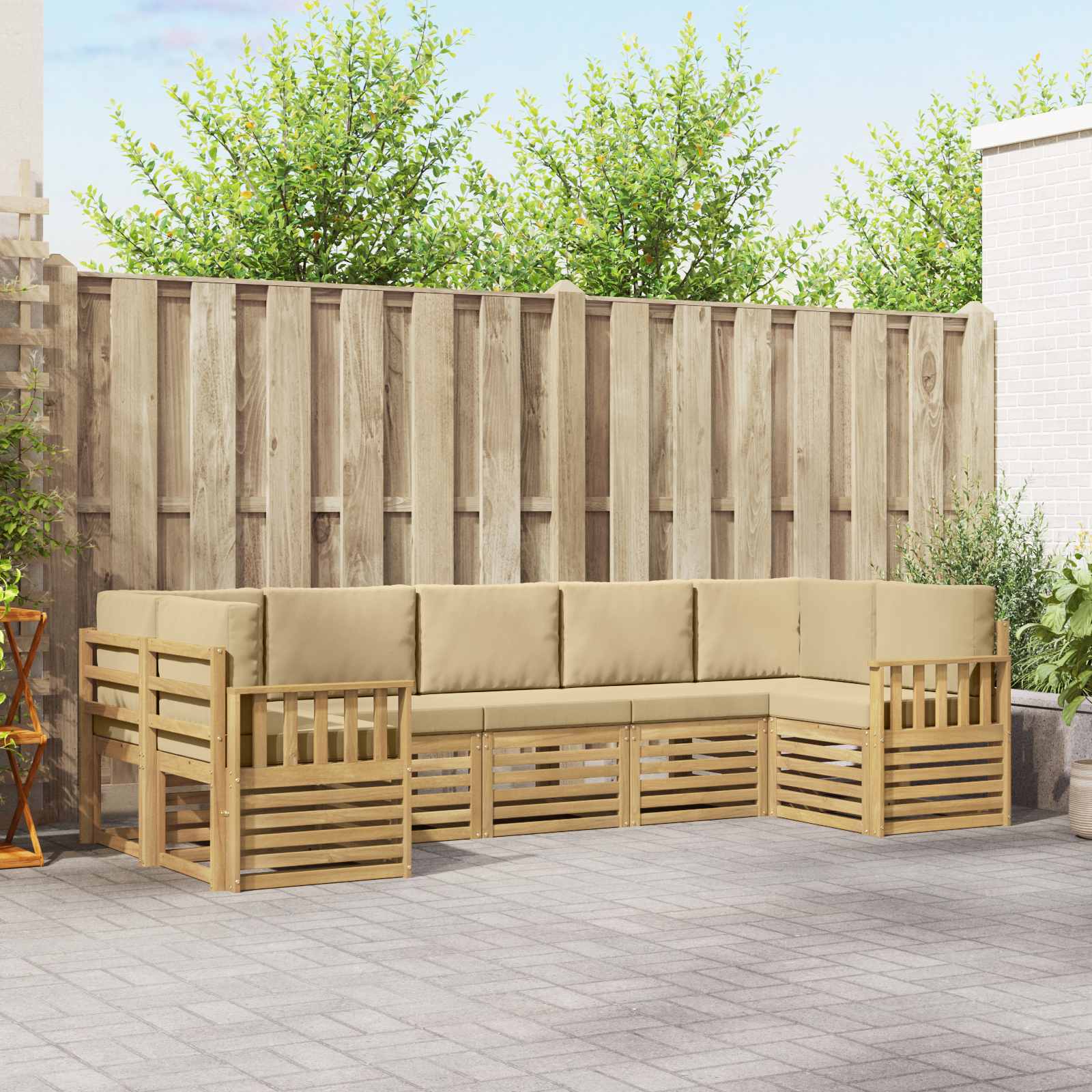 Set vanjskih sofa 6 pcs Bijela i Bež 304 x 128,5 x 73 cm
