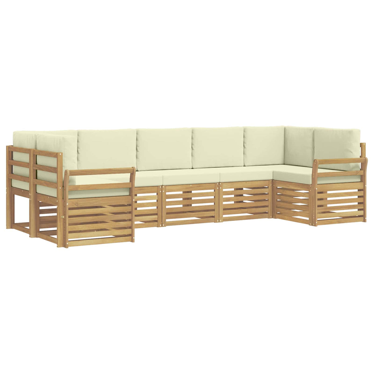 Set vanjskih sofa 7 pcs Bijela i krem 304 x 130,5 x 73 cm