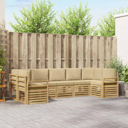 Set vanjskih sofa 7 pcs Bijela i bež 304 x 130,5 x 73 cm
