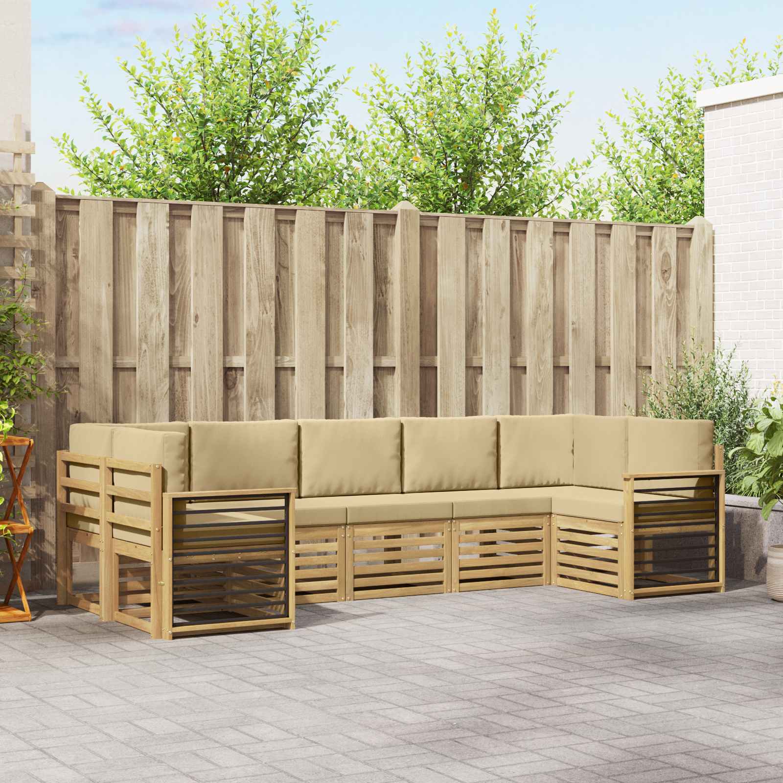 Sekcijska garnitura 7 pcs Bijela i bež 304 x 128,5 x 73 cm