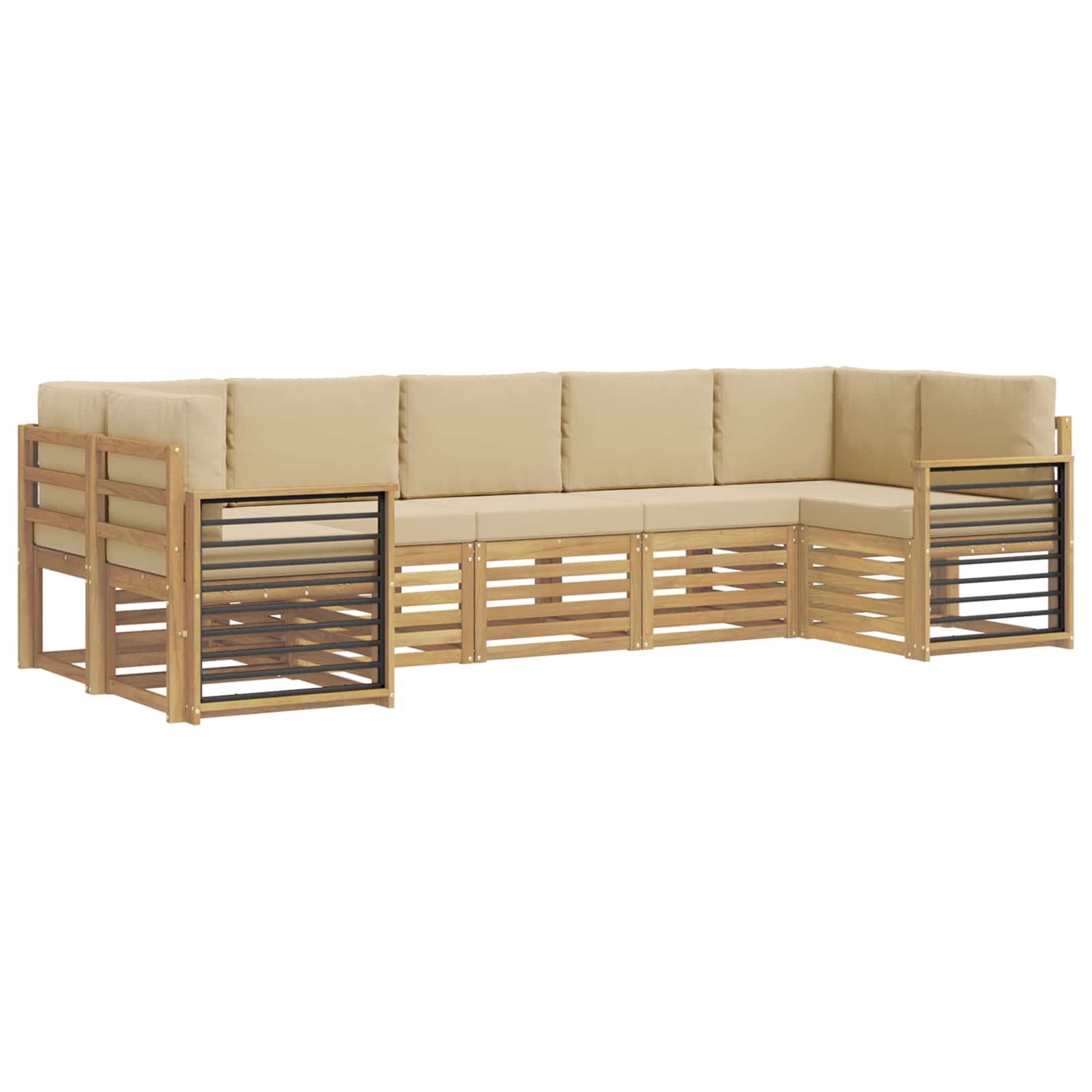Sekcijska garnitura 7 pcs Bijela i bež 304 x 128,5 x 73 cm