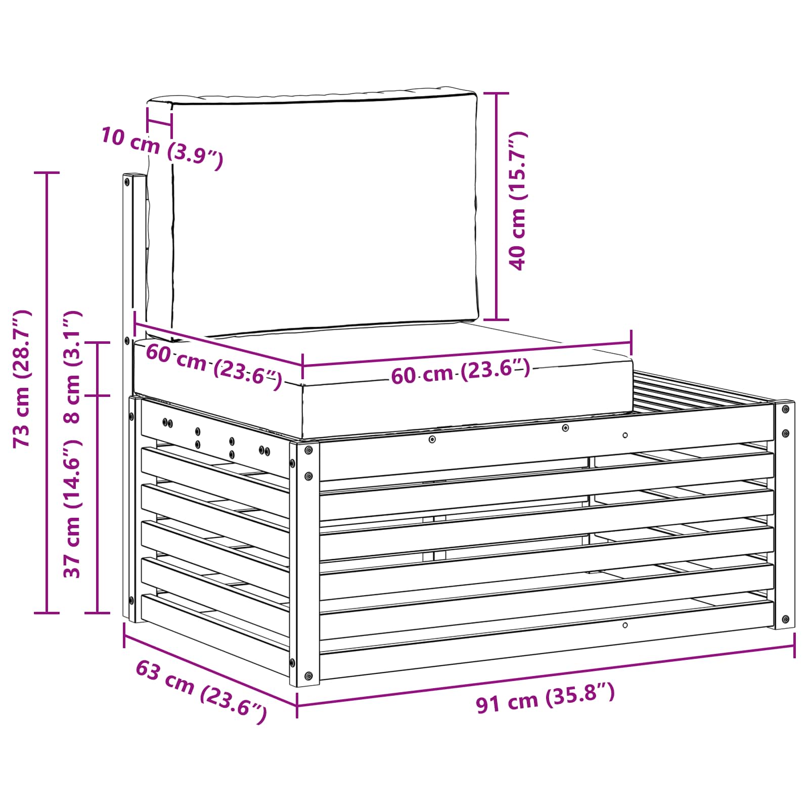Set vanjskih sofa Bijela 182,5 x 63 x 73 cm Poliester