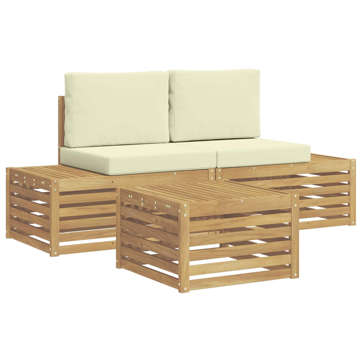 Set vanjskih sofa s jastukom Bijela 59 x 59 x 37 cm Poliester