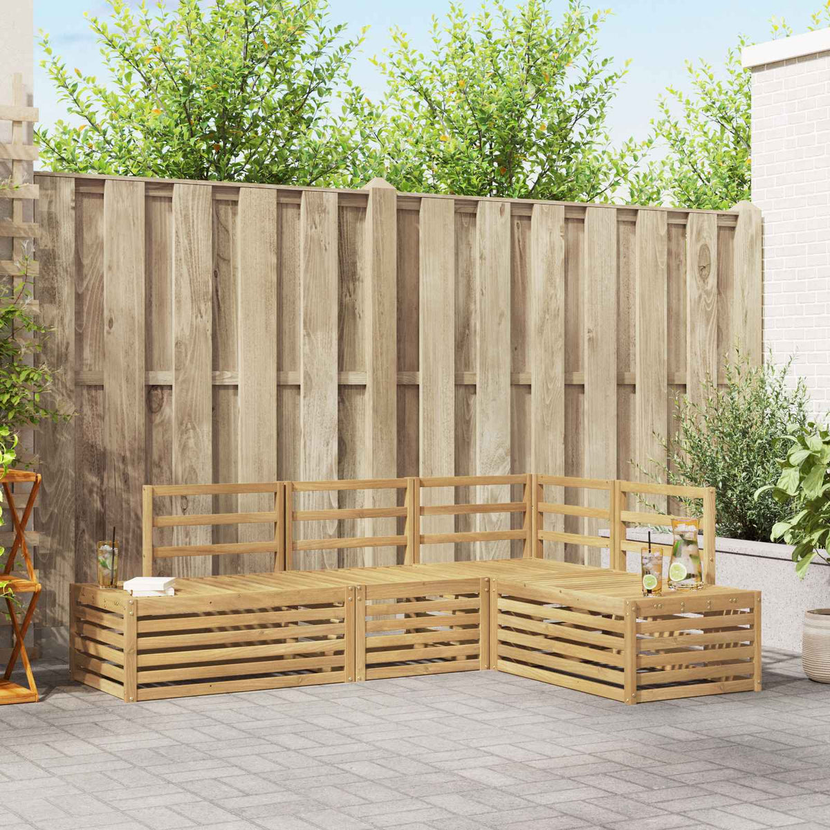 Set vanjskih sofa s jastukom 4 Komad Prirodna i krem
