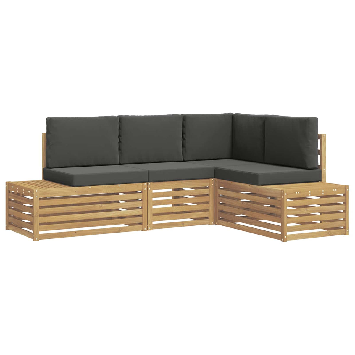 Set vanjskih sofa 4 Komad Bijela i antracit Čvrsto drvo akacije
