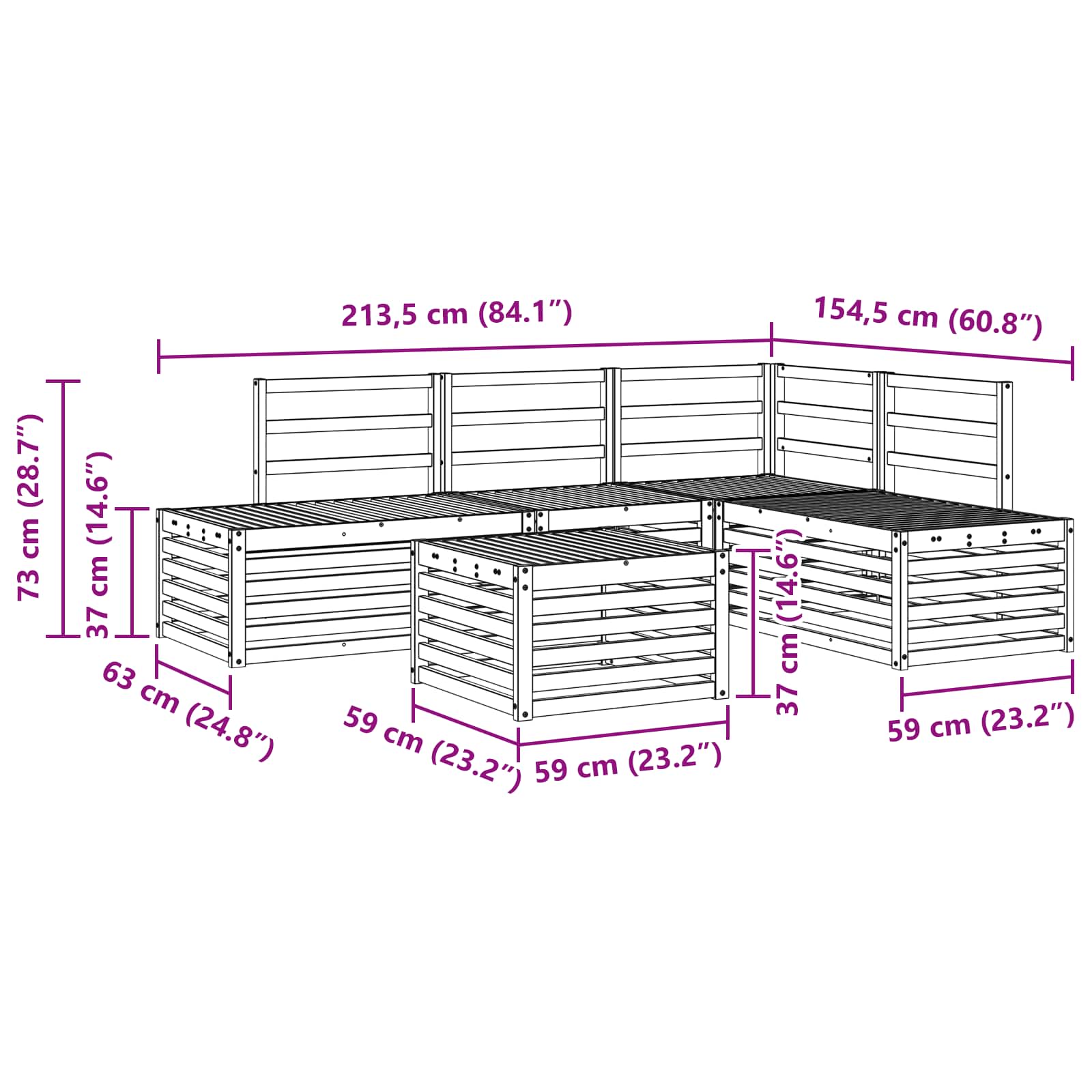 Set vanjskih sofa 5 Komad Bijela