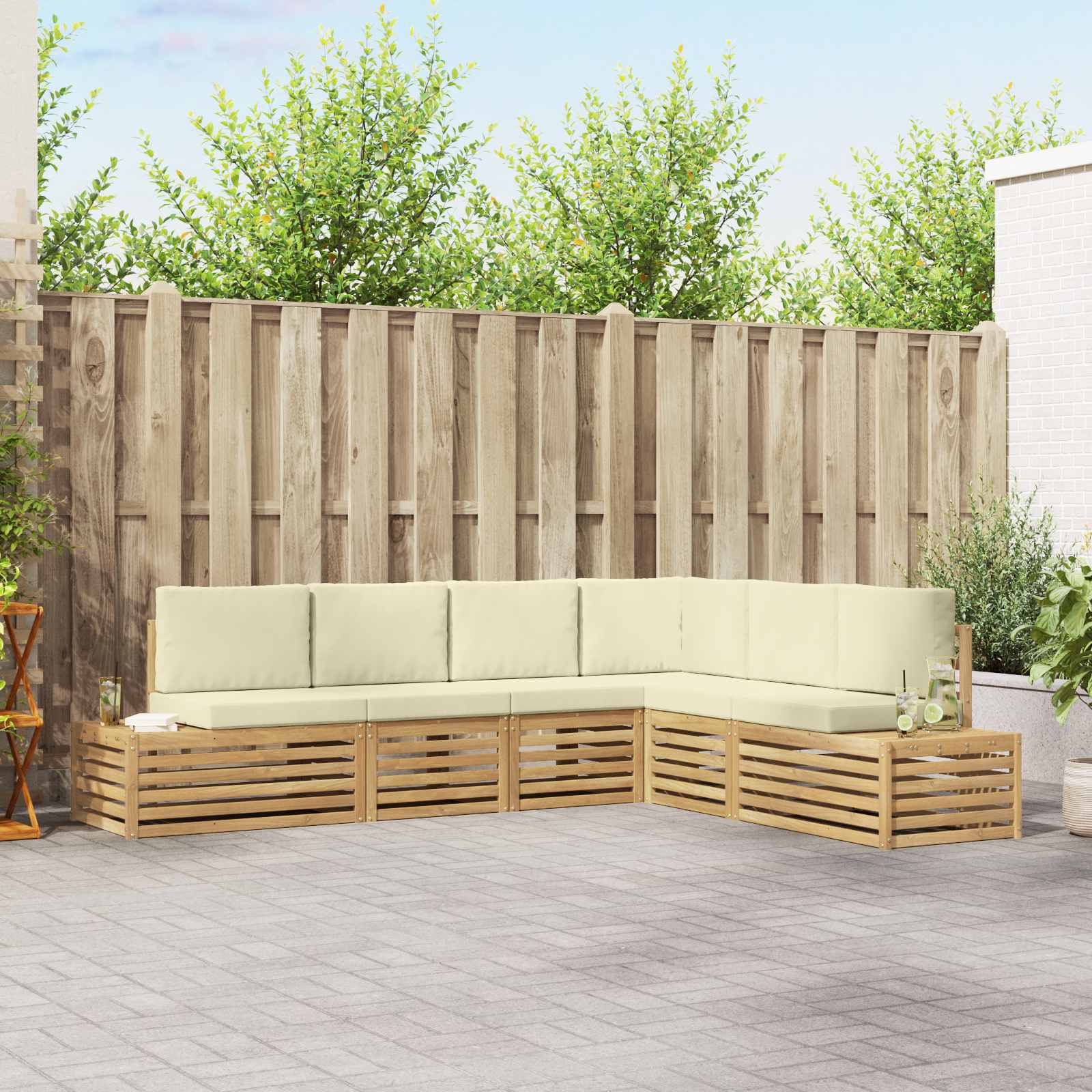 Set vanjskih sofa Bijela 273 x 213,5 x 73 cm Poliester