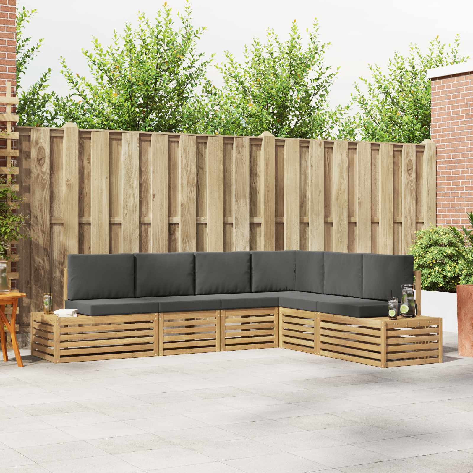 Set vanjskih sofa s jastukom 6 Komad Bijela i antracit