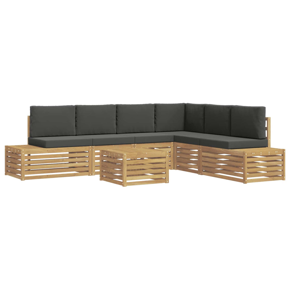 7 pcs Set vanjskih sofa Poliester Bijela i antracit