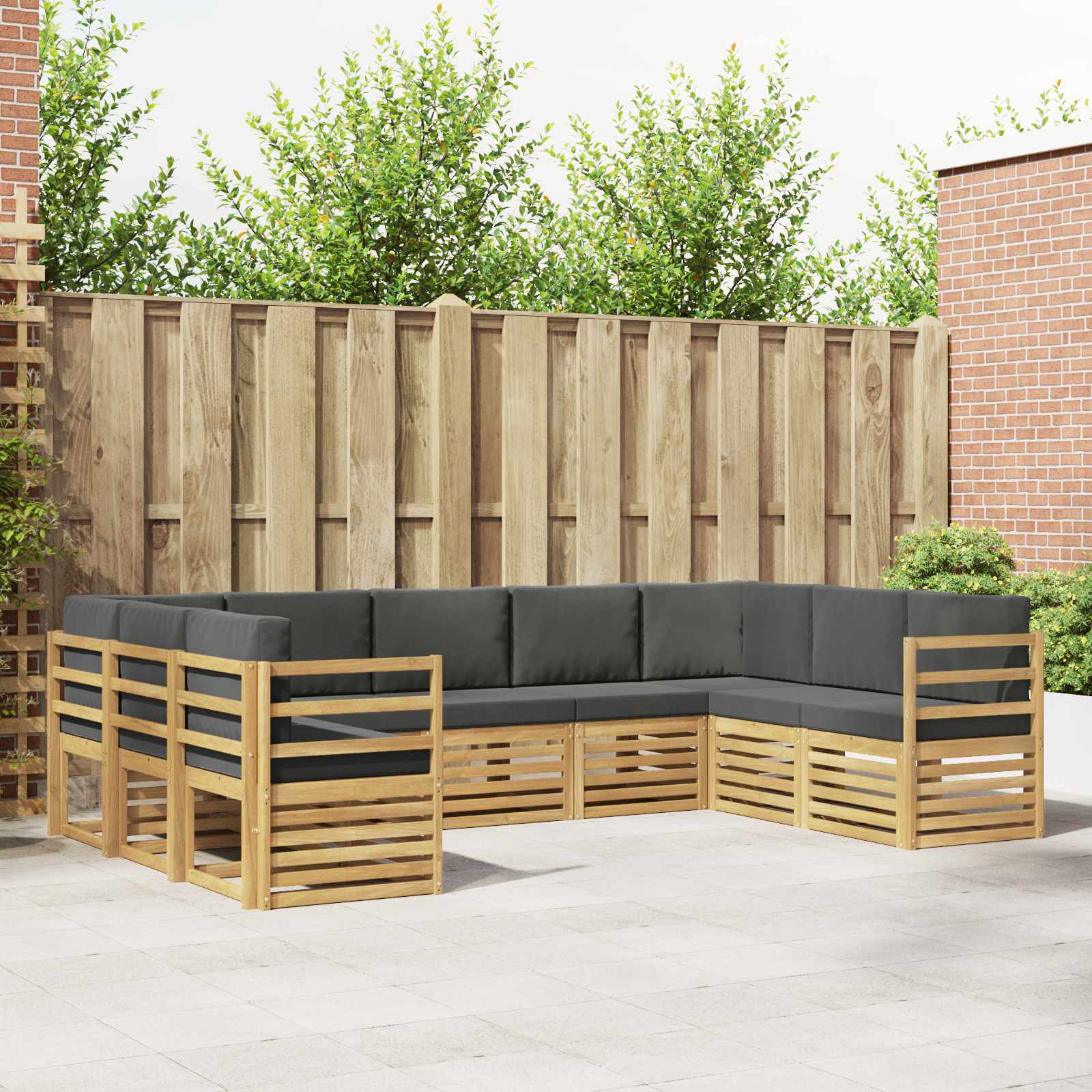 Sekcijska garnitura 9 pcs Bijela i antracit 304 x 185,5 x 73 cm