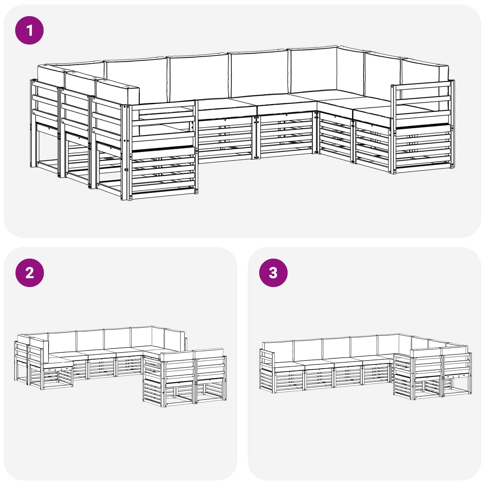 Sekcijska garnitura 9 pcs Bijela i antracit 304 x 185,5 x 73 cm