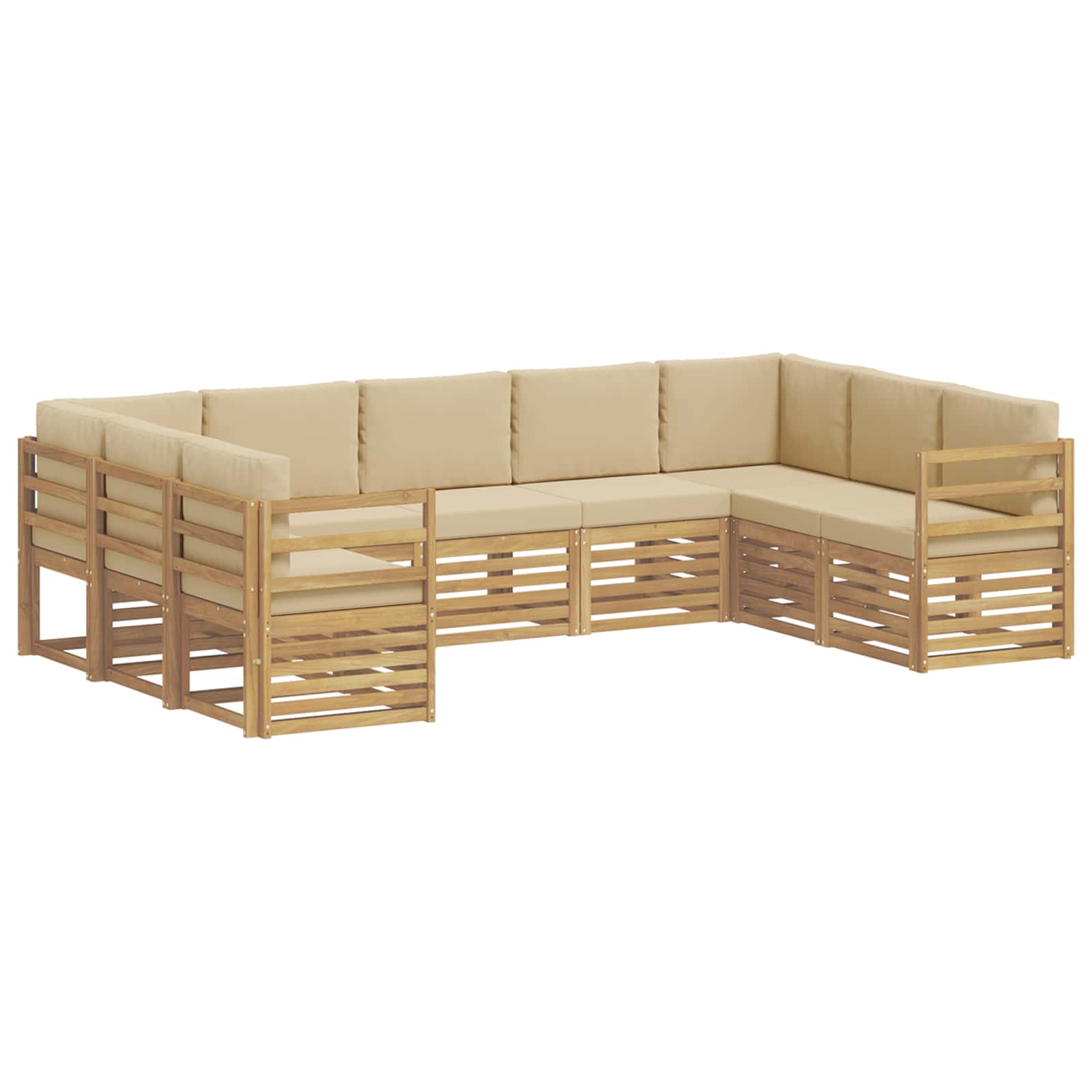 Sekcijska garnitura 9 pcs Bijela i bež 304 x 185,5 x 73 cm