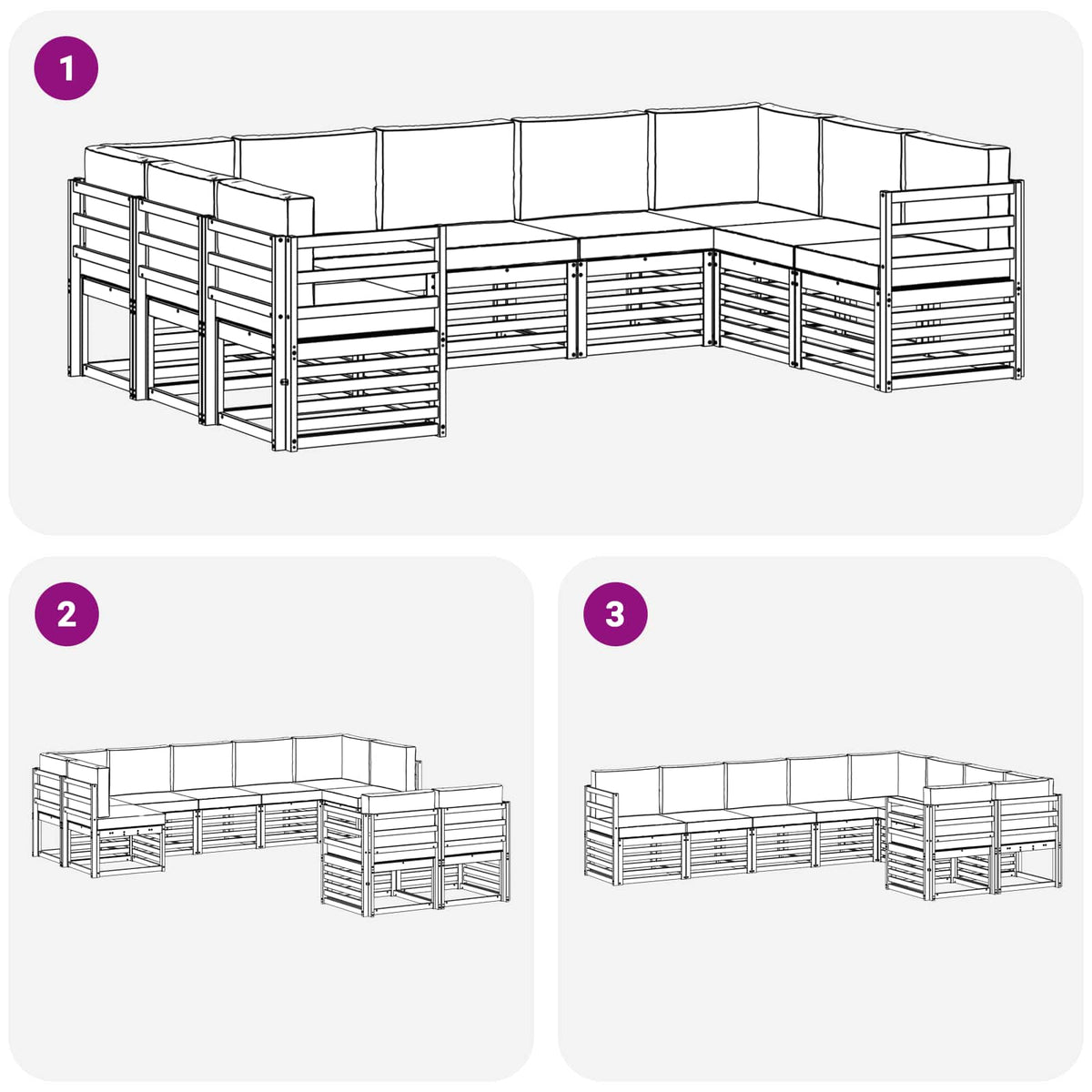 Sekcijska garnitura 9 pcs Bijela i bež 304 x 185,5 x 73 cm