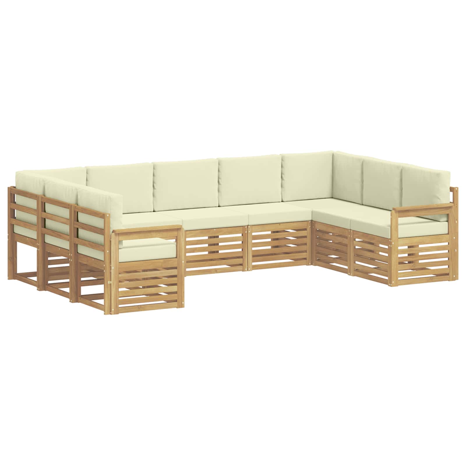 Set vanjskih sofa 7 pcs Bijela i Krem 304 x 128,5 x 73 cm