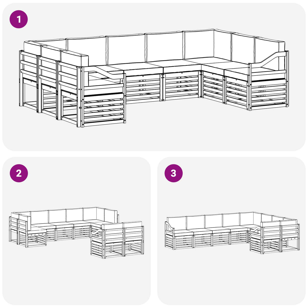 Sekcijska garnitura 9 pcs Bijela i svjetlosiva