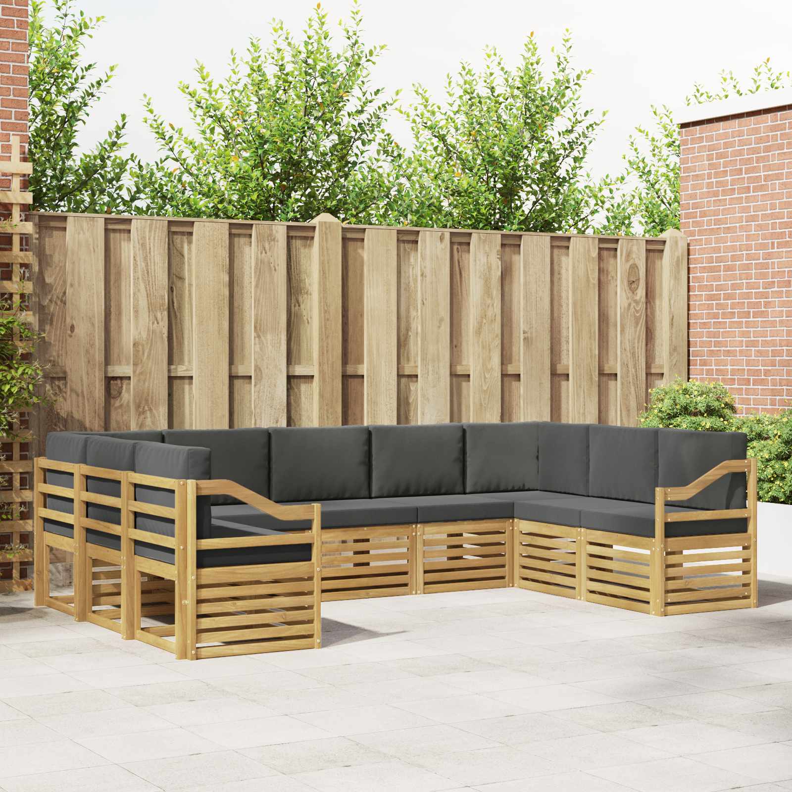 Sekcijska garnitura 9 pcs Bijela i antracit 304 x 185,5 x 73 cm