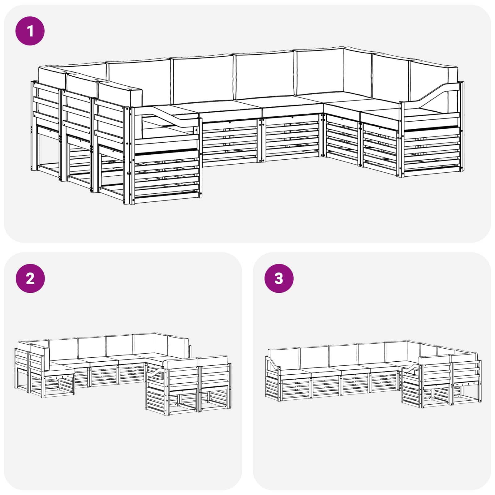 Sekcijska garnitura 9 pcs Bijela i antracit 304 x 185,5 x 73 cm