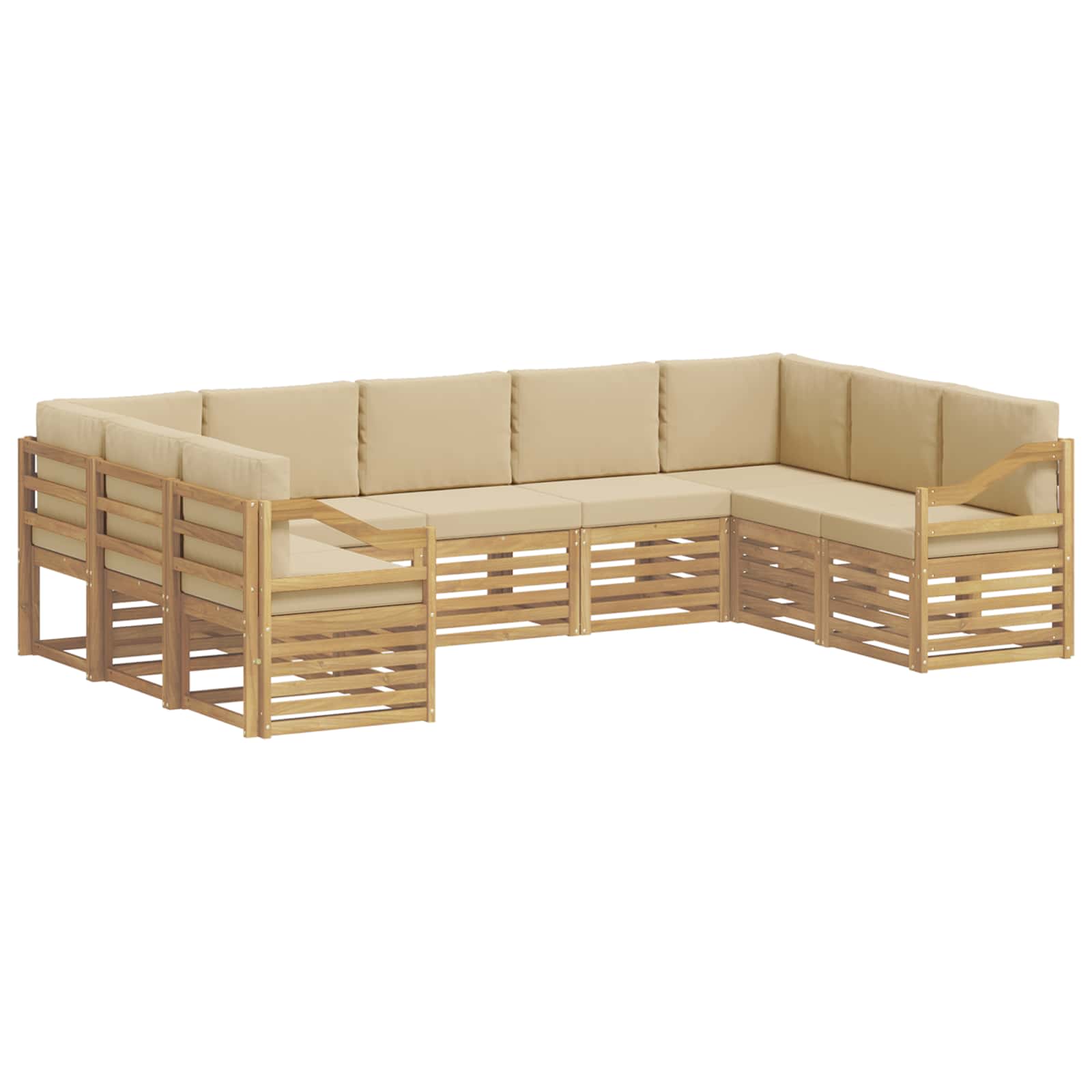 Sekcijska garnitura 9 pcs Bijela i bež 304 x 185,5 x 73 cm