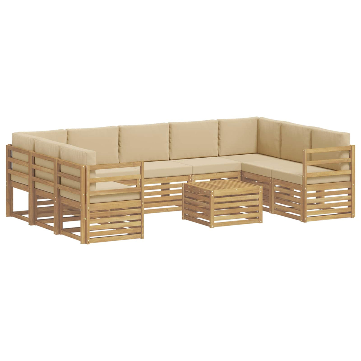 Set vanjskih sofa 10 kom. Bijela i bež Poliester