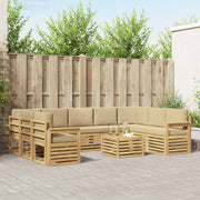Set vanjskih sofa 10 kom. Bijela i Bež Poliester