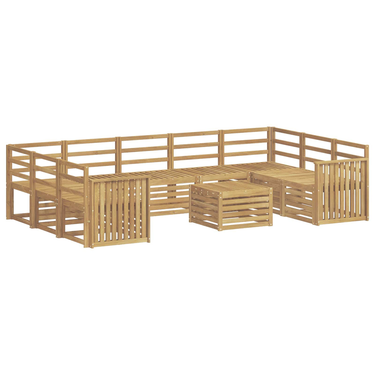 Set vanjskih sofa 10 kom. Bijela Čvrsto drvo akacije