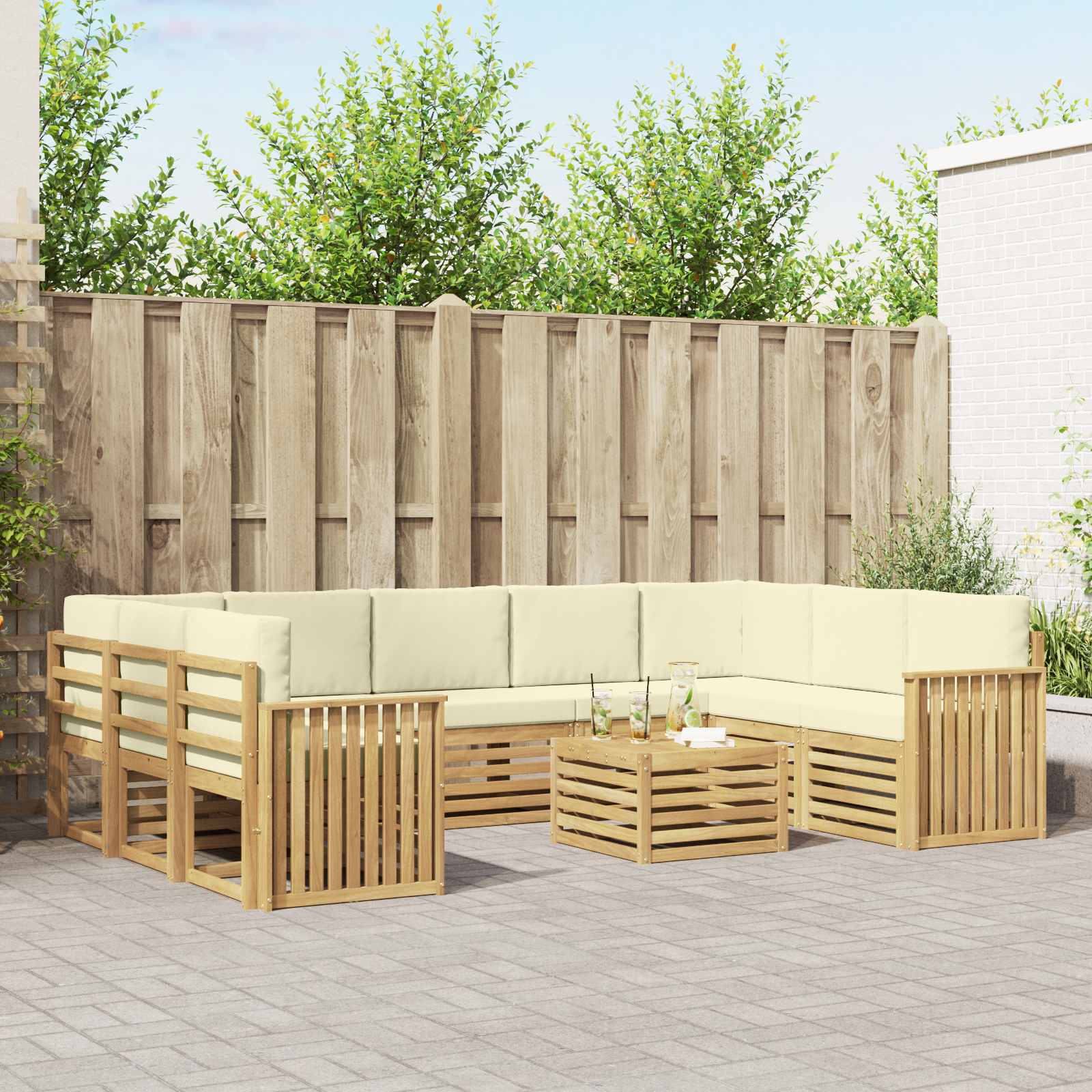 Set vanjskih sofa 10 kom. Bijela i krem Poliester