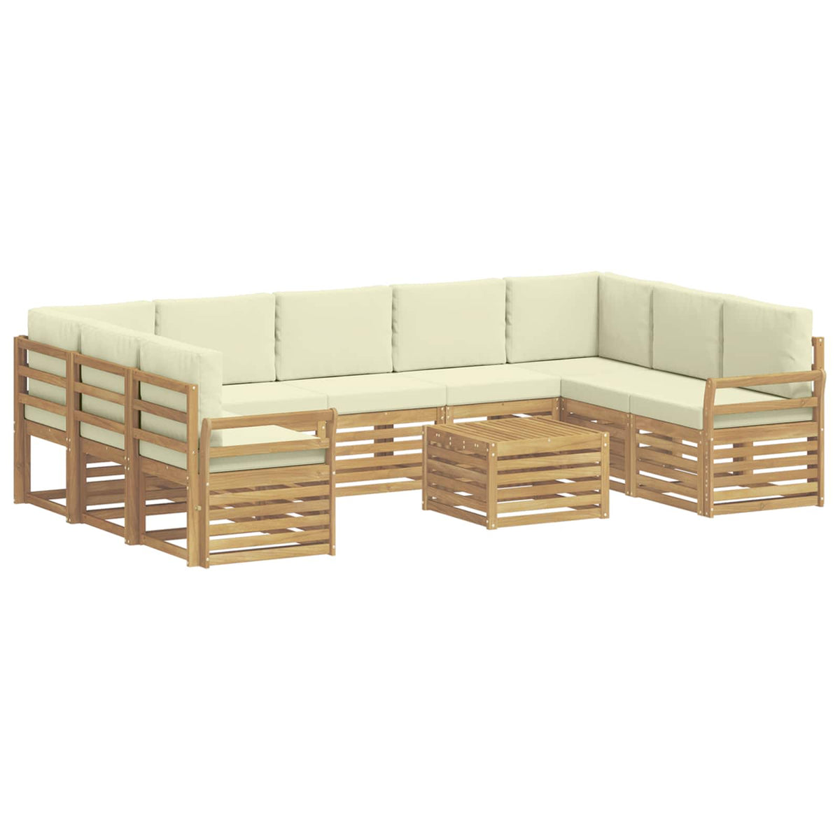 Set vanjskih sofa 10 kom. Bijela i krem Poliester