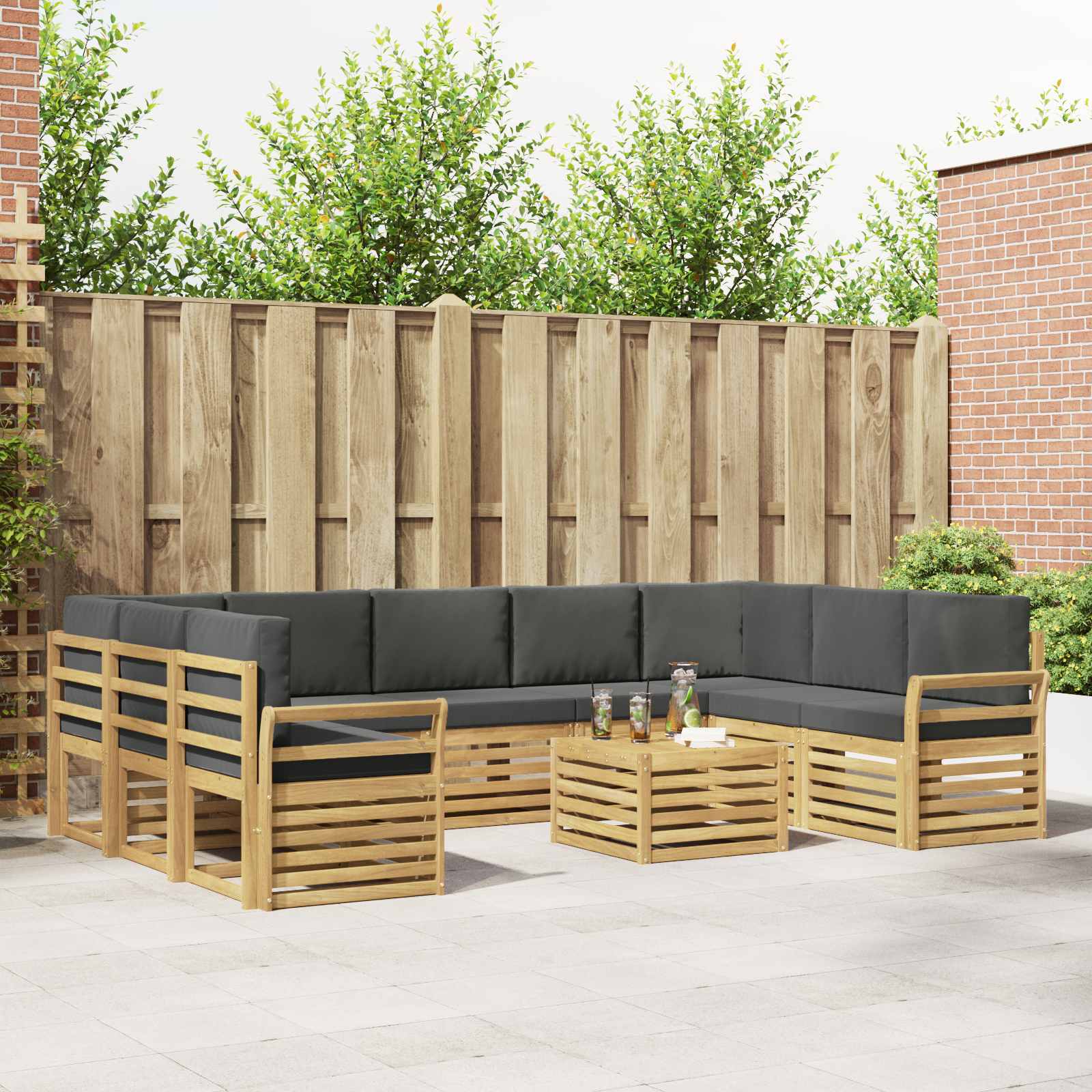 Set vanjskih sofa 10 kom. Bijela i antracit Poliester