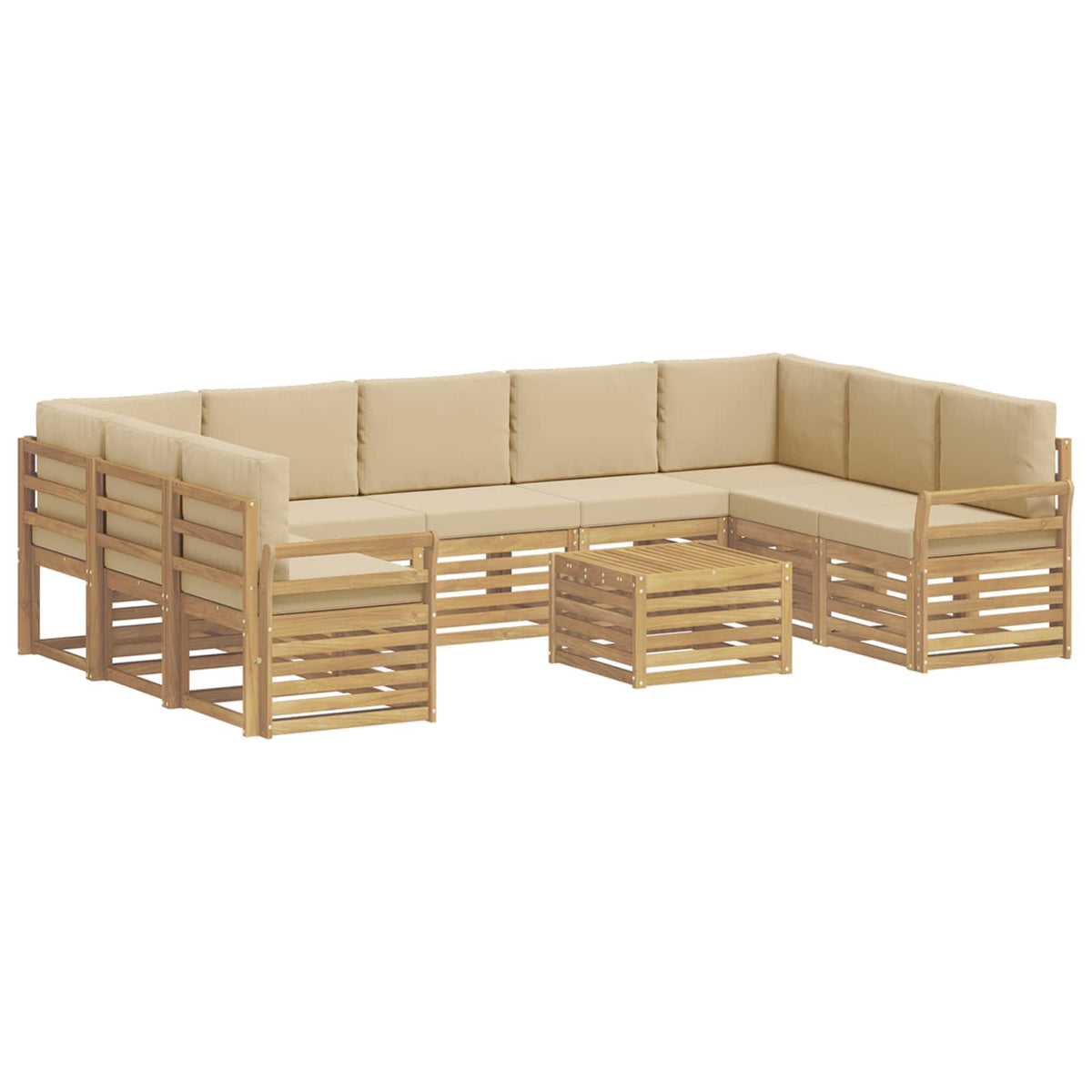 Set vanjskih sofa 10 kom. Bijela i bež Poliester