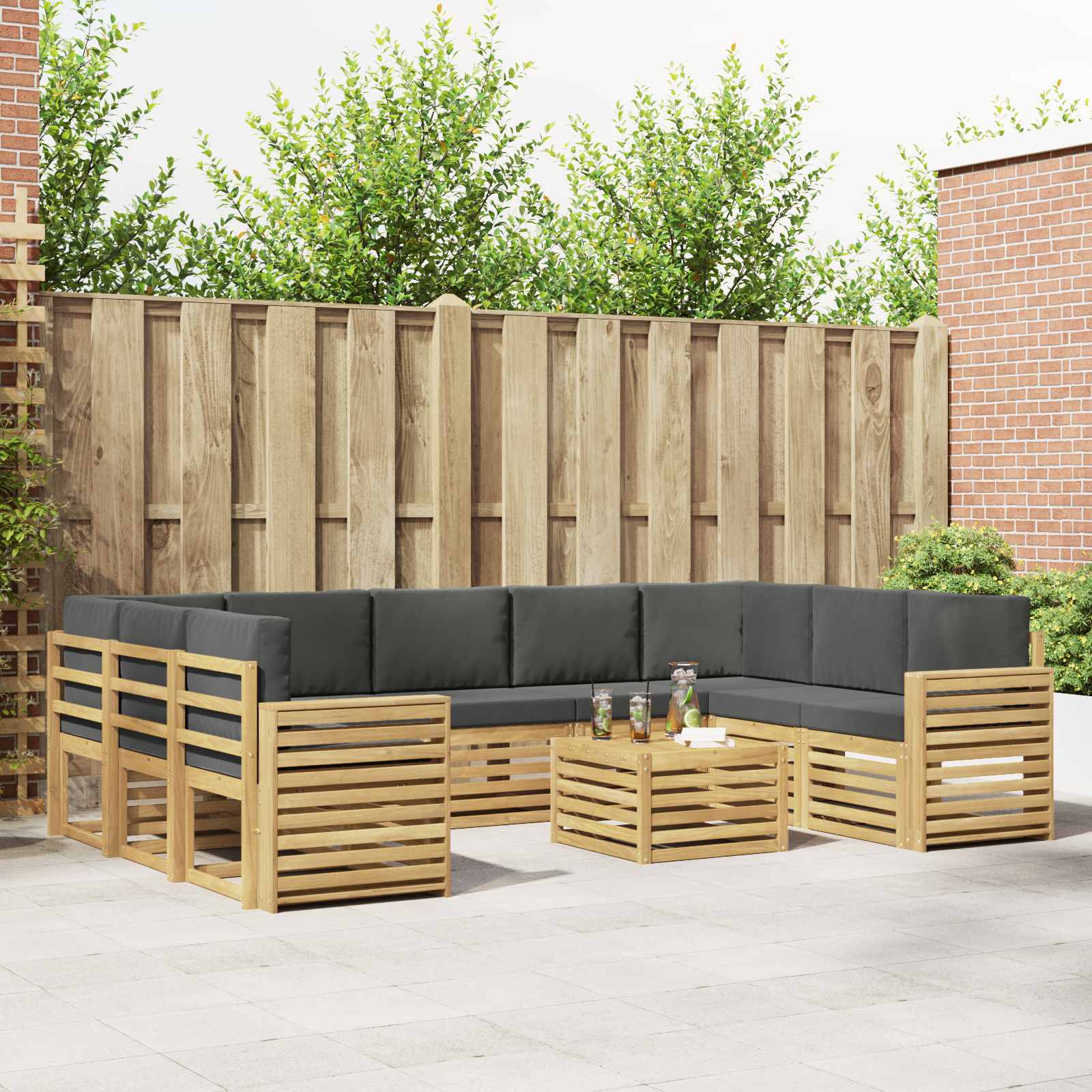 Set vanjskih sofa 10 kom. Bijela i antracit Poliester