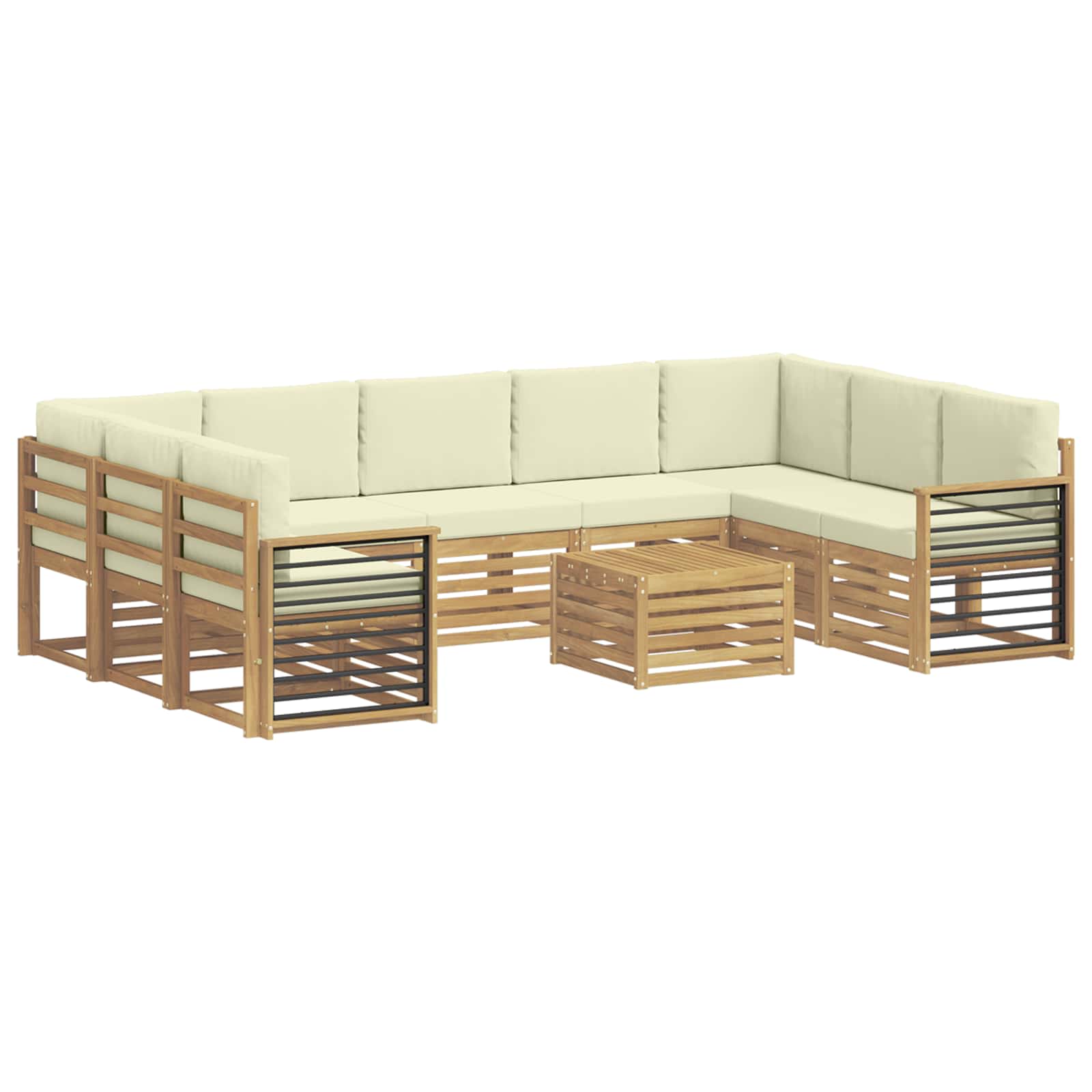 Setovi sofa s jastukom 10 pcs Bijela i krem Poliester