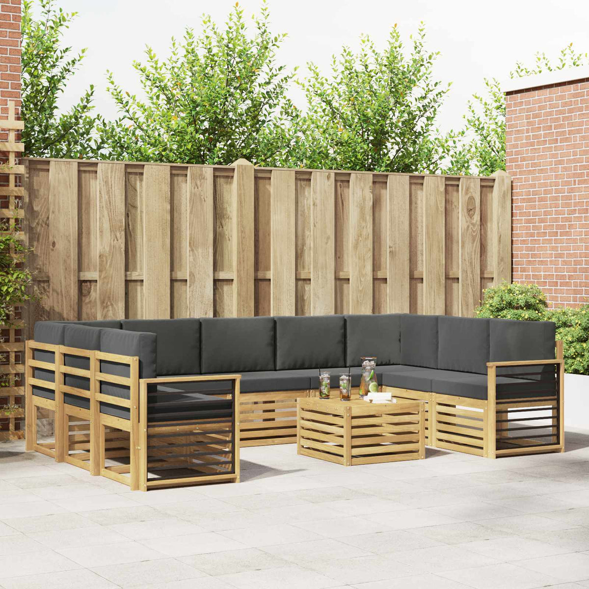 Set vanjskih sofa 10 kom. Bijela i Antracit Poliester