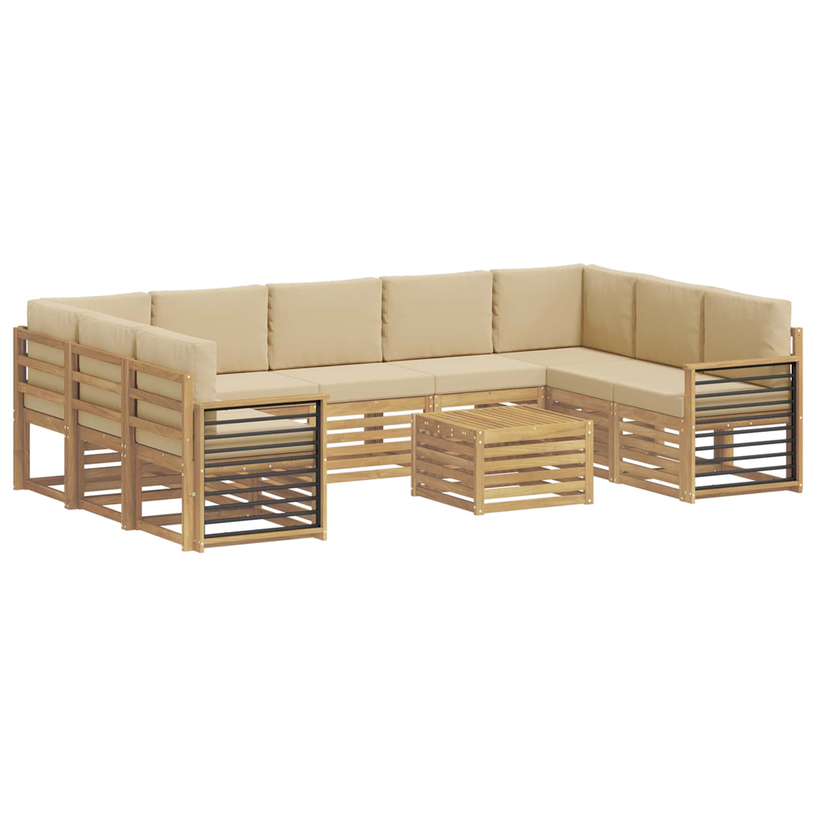 Setovi sofa 10 pcs Bijela i bež 59 x 59 x 37 cm Poliester